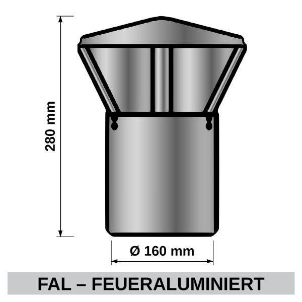 ediFire Regenhaube Ø 160 mm, feueraluminiert
