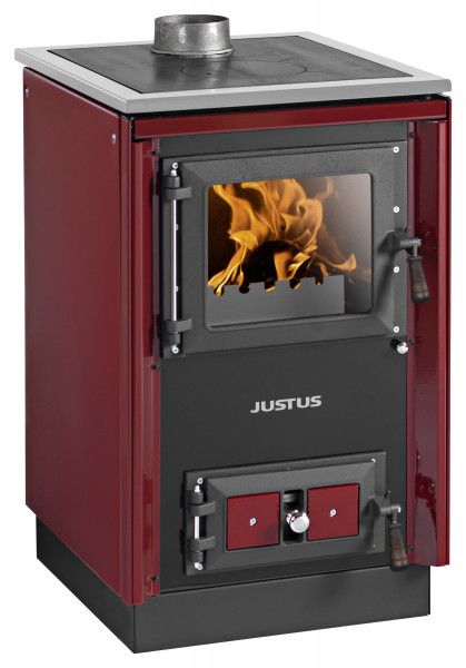 Küchenherd Justus Festbrennstoffherd Rustico-50 2.0 Stahlkochf. rot