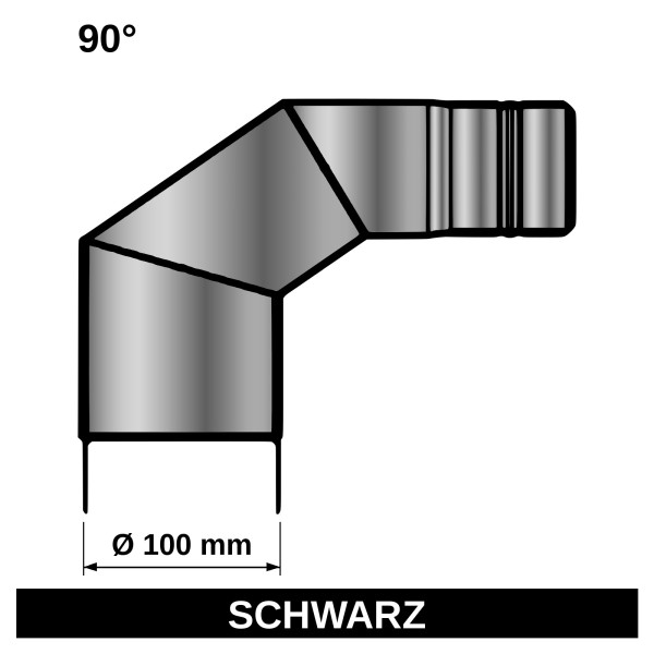 Ofenrohr / Rauchrohr für Pelletofen Bogen 90° Ø100mm mit Tür