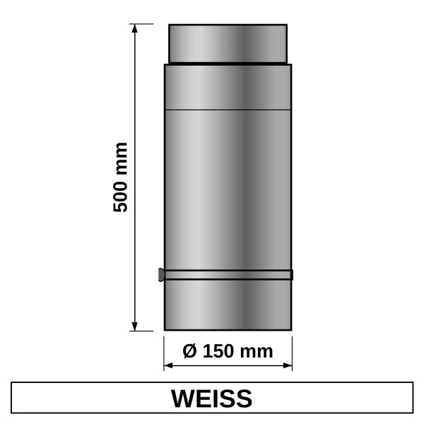ediFire Teleskop-Ofenrohr Ø 150 mm, 500 mm, weiß