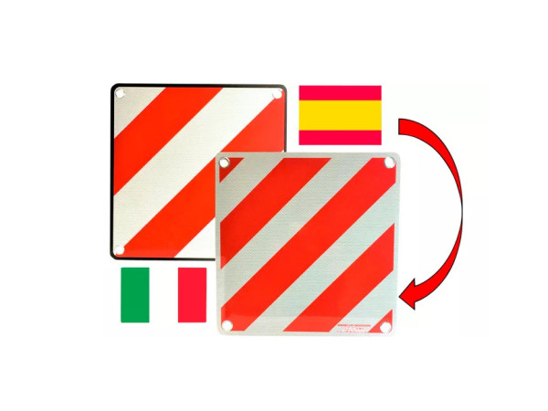 IWH Aluminium Wendewarntafel 2-in-1 Italien / Spanien 50 x 50 cm