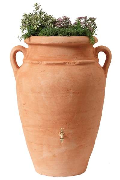 Regentonne Antik Amphore 600L terrakotta mit Pflanzschale GRAF 211612