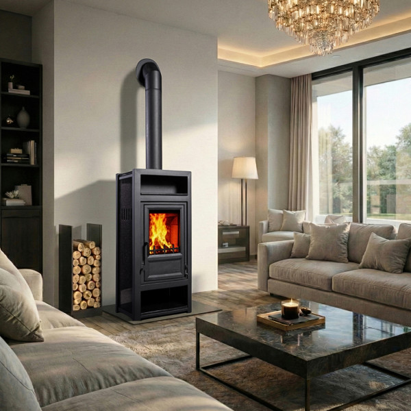 Kaminofen Globe-fire Luna II H raumluftunabhängig Naturstein schw. 7,9