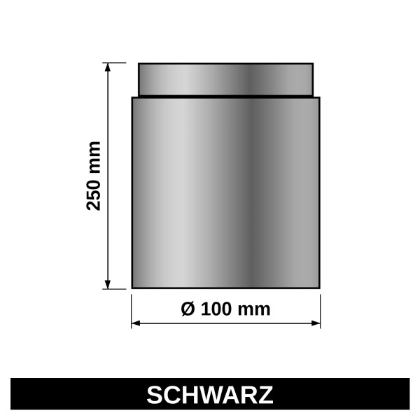 ediFire Ofenrohr Ø 100 mm, 250 mm, schwarz
