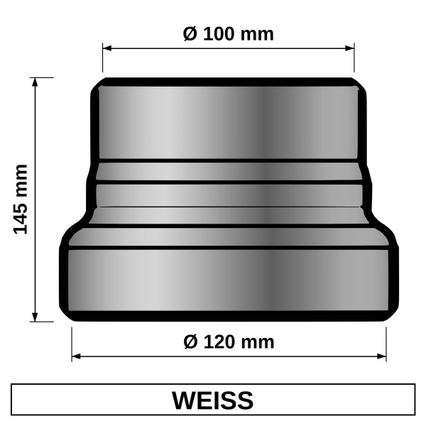 ediFire Ofenrohr-Reduzierung Ø 120 auf 100 mm, weiß
