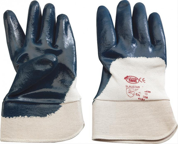 Bau-Handschuh, Baumwolle mit Nitril, teilbeschichtet, innen gefüttert