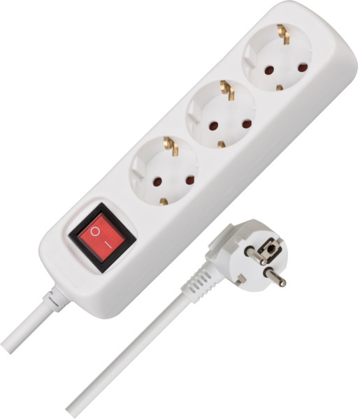 REV 3-fach Steckdosenleiste mit Schalter – 1,4m (Weiß)