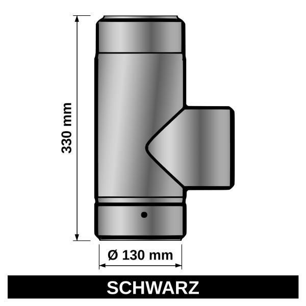 ediFire Ofenrohr-T-Stück mit Kapsel Ø 130 mm, 330 mm, schwarz