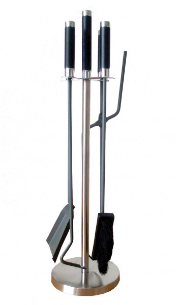 Kaminbesteck / Kamingarnitur Lienbacher Edelstahloptik schw. 4tlg 65cm