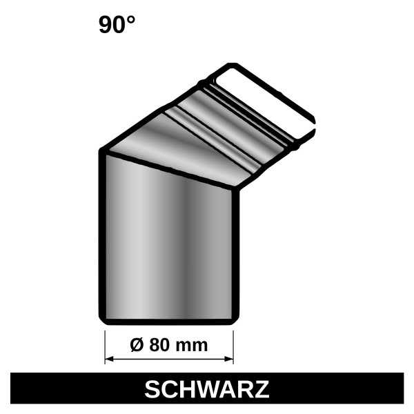 ediFire Ofenrohrbogen 90° Ø 80 mm, schwarz