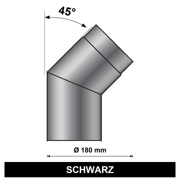 ediFire Bogen 45° Ø 180 mm, schwarz
