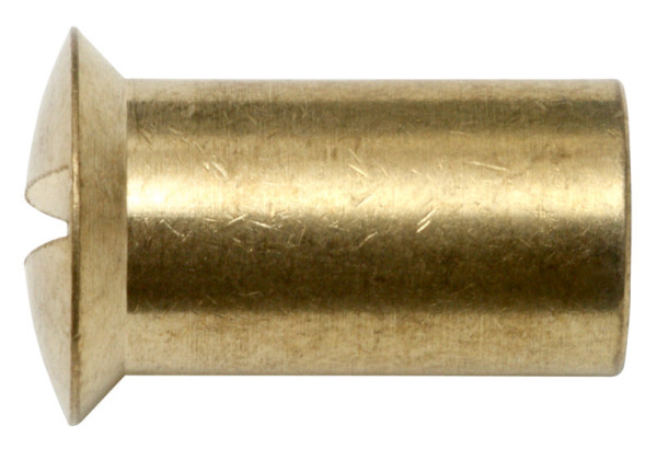 Hülsenmuttern M6 × 15 mm, Messing blank, 4 Stück