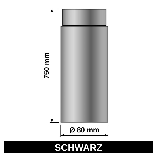 Ofenrohr / Rauchrohr für Pelletofen Ø80mm Länge 750mm
