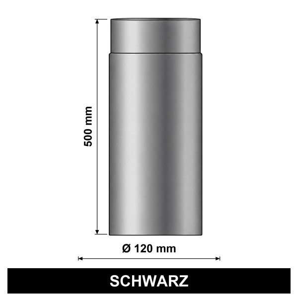 Rauchrohr DN120x500mm schwarz