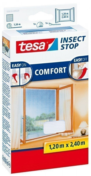 tesa® Insect Stop Fliegengitter Klett Comfort Fenster 1,2 x 2,4 m weiß