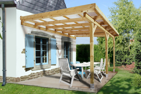 Terrassenüberdachung Weka 671 Gr.4 / Anlehncarport Gr. 2 kdi 514x306cm