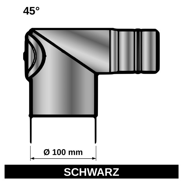 ediFire Ofenrohrbogen 45° Ø 100 mm, schwarz