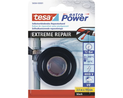 tesa® extra Power Extreme Repair Reparaturband 2,5m x 19mm schwarz