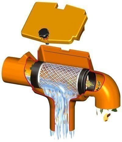 Regenwasserfilter Supra Intern mit gebogenem Abgang GARANTIA 202557