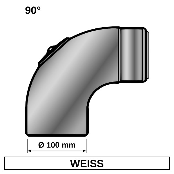 ediFire Ofenrohrbogen glatt 90° Ø 100 mm, mit Tür, weiß