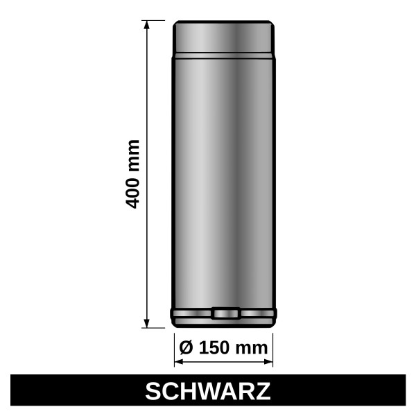 ediFire Teleskop-Ofenrohr Ø 150 mm, 400 mm, schwarz