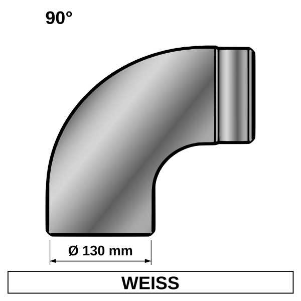 ediFire Ofenrohrbogen glatt 90° Ø 130 mm, weiß