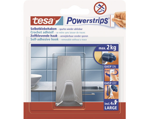 tesa® Powerstrips Haken L Metall Eckig 1 Haken 4 Powerstrips