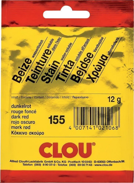 Clou Beize / Pulver-Beize wasserlöslich Nr. 155 dunkelrot 10g