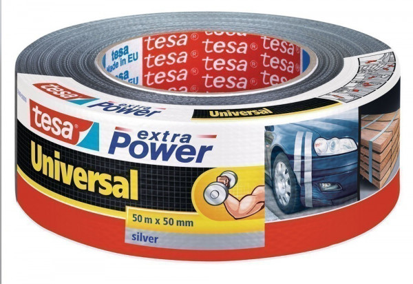 tesa® extra Power Universal Gewebeband 50 m x 50 mm silber