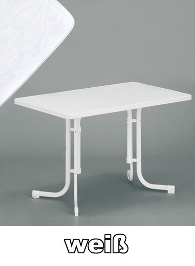 SIEGER Gartentisch Klapptisch 115x70cm Stahl Mecalit weiß