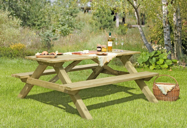 Picknicktisch / Sitzgarnitur Holz massiv 180x170x75cm