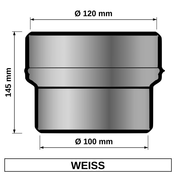 ediFire Ofenrohr-Erweiterung Ø 100 auf 120 mm, weiß