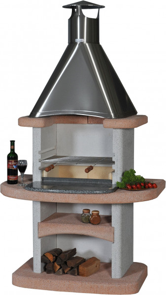 Wellfire Gartenkamin / Grillkamin Alegra granit Edelstahl 198x110x73cm