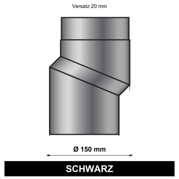 EdiFire S-Bogen Ø 150 mm, Versatz 20 mm, schwarz