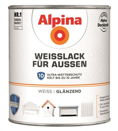Alpina Weißlack für Außen glänzend 2L