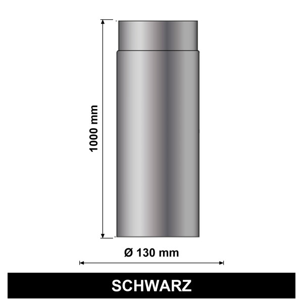 Rauchrohr DN130x1000mm schwarz
