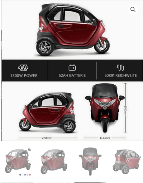 Kabinenroller edi Move ME 109 3.0 Trike rot - grau
