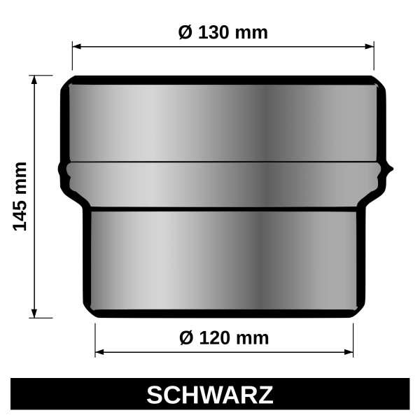 ediFire Ofenrohr-Erweiterung Ø 120 auf 130 mm, schwarz