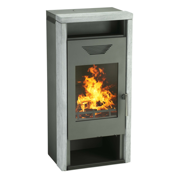Kaminofen Wamsler KF 101 Yara Stahl gussgrau / Naturstein 8kW