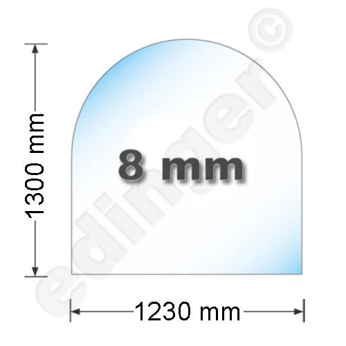 Funkenschutzplatte Bodenplatte Hark aus Glas 1230x1300mm Rundbogen