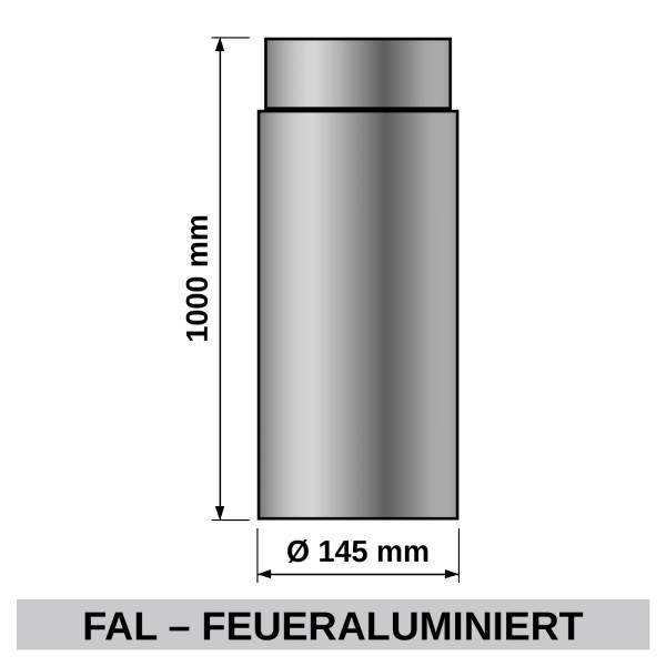 ediFire Ofenrohr Ø 145 mm, 1000 mm, feueraluminiert