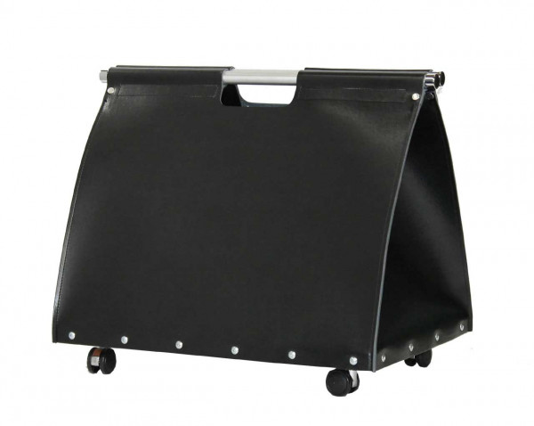 Holzkorb Kaminholzkorb Lienbacher Leder schwarz 52x38x45cm