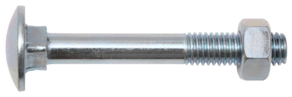 Schlossschrauben M6 × 60 mm mit Mutter, verzinkt, DIN 603, 50 Stück