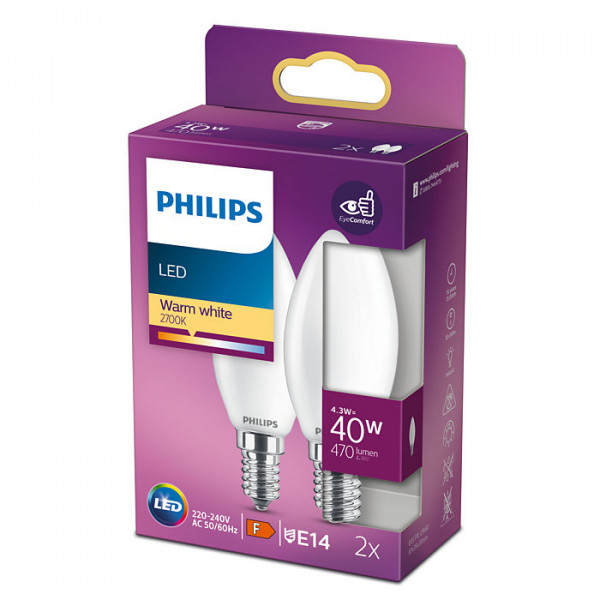 Philips LED classic 470 Lumen B35 E14 Warmweiß