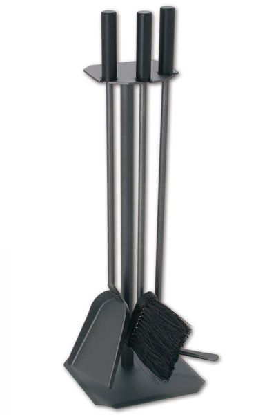 Kaminbesteck Kamingarnitur Lienbacher anthrazit Chrom 3tlg 8eck 62cm