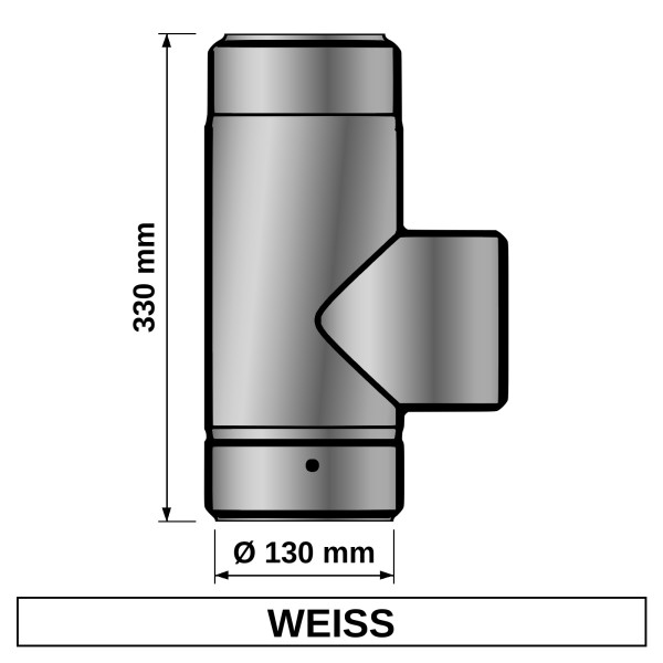 ediFire Ofenrohr-T-Stück mit Kapsel Ø 130 mm, 330 mm, weiß