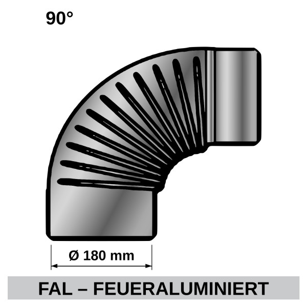 ediFire Ofenrohrbogen 90° Ø 180 mm, feueraluminiert