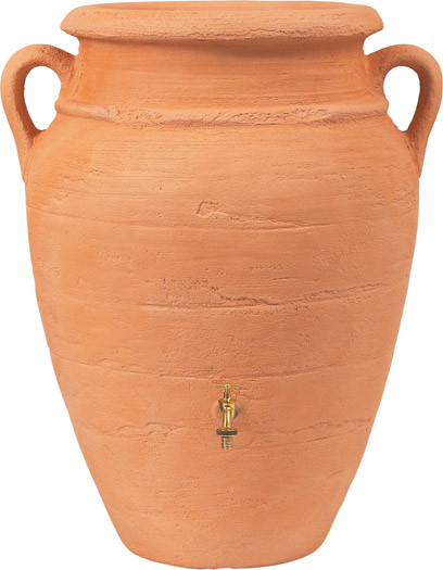 Regentonne Antik Amphore Wandtank 260L terra mit Pflanzschale GRAF