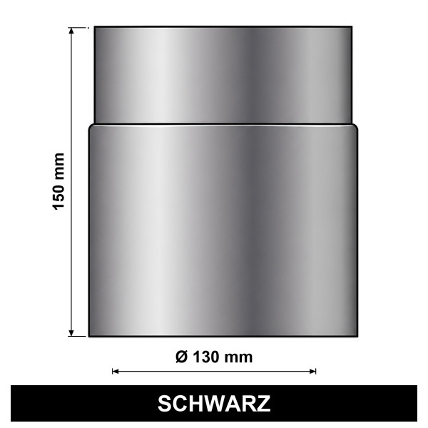 ediFire Ofenrohr 130 mm x 150 mm Schwarz