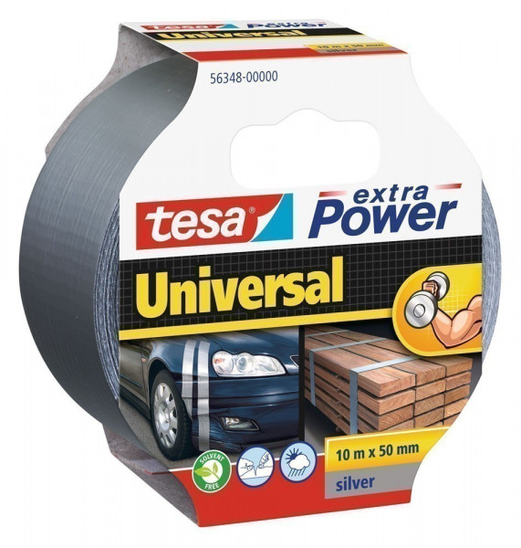 tesa® extra Power Universal Gewebeband 10 m x 50 mm silber